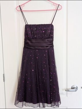 Jolie Black and Purple Sequin Spaghetti-Strap Prom Dress